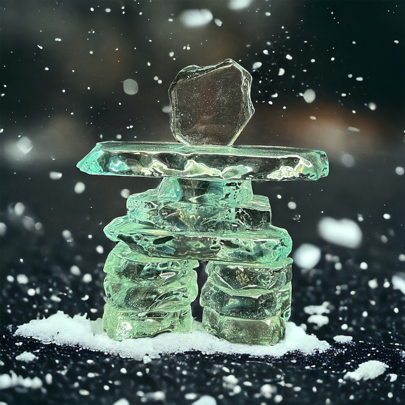 Kiln Formed Glass Inukshuk