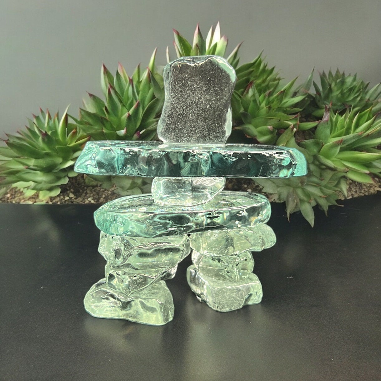 Kiln Formed Glass Inukshuk