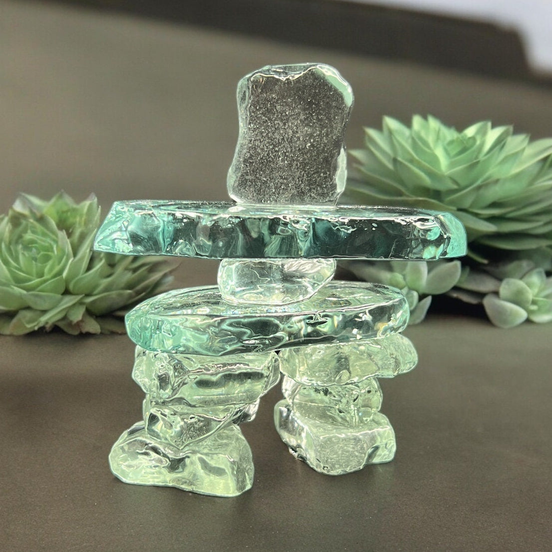 Kiln Formed Glass Inukshuk