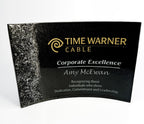 Curved Painted Glass Award with Glass Pebbles