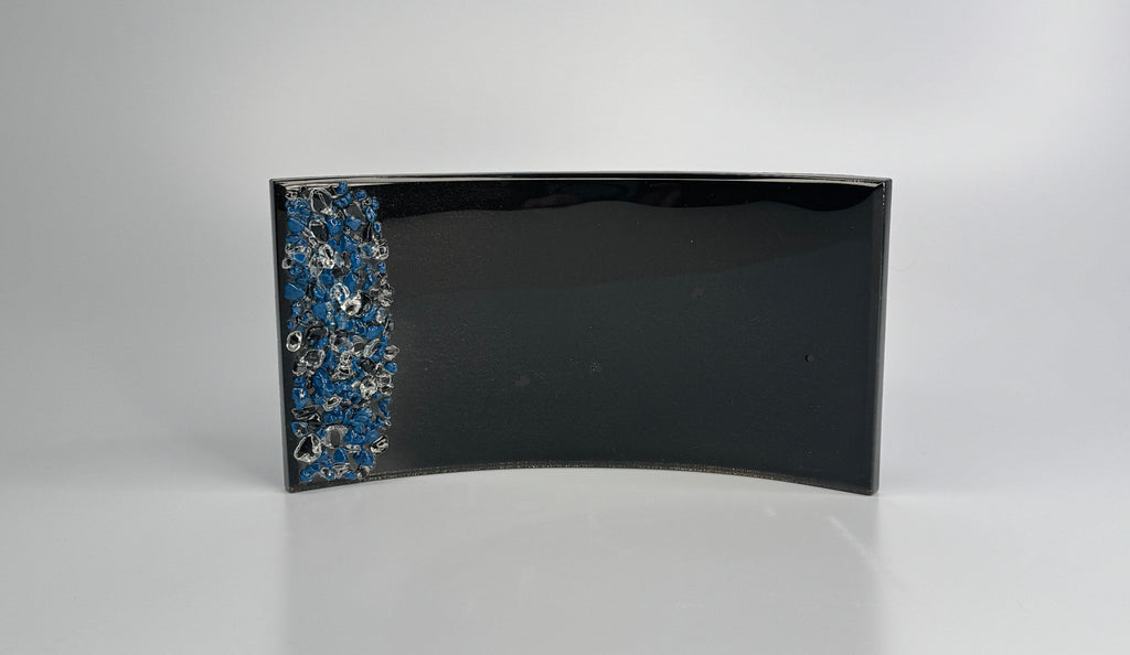 Curved Painted Glass Award with Glass Pebbles