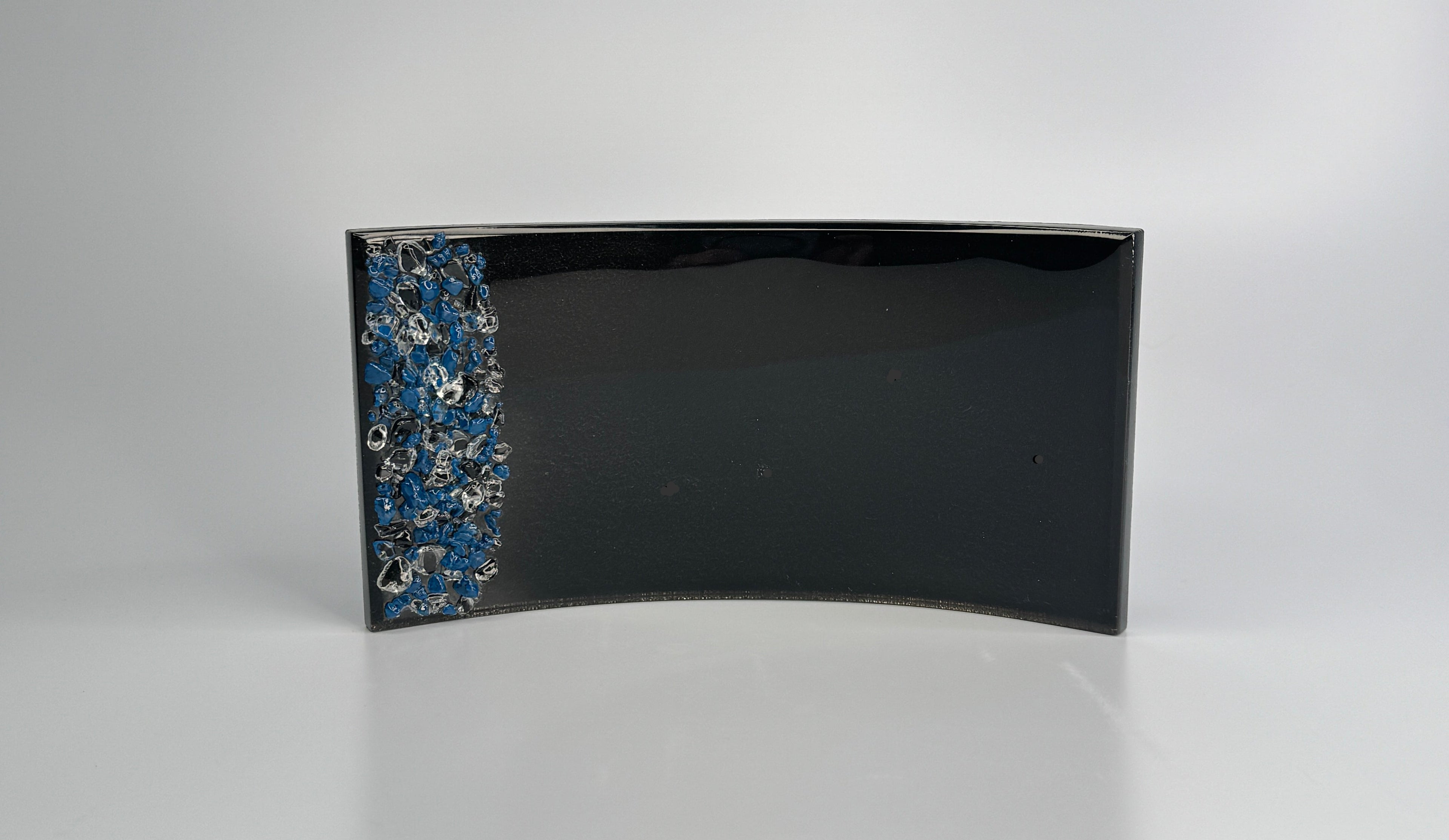 Curved Painted Glass Award with Glass Pebbles