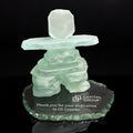 Frosted Glass Inukshuk on glass base