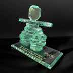 Clear Glass Inukshuk on glass base