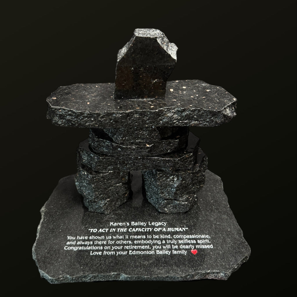 Granite Inukshuk on Chipped edge granite base