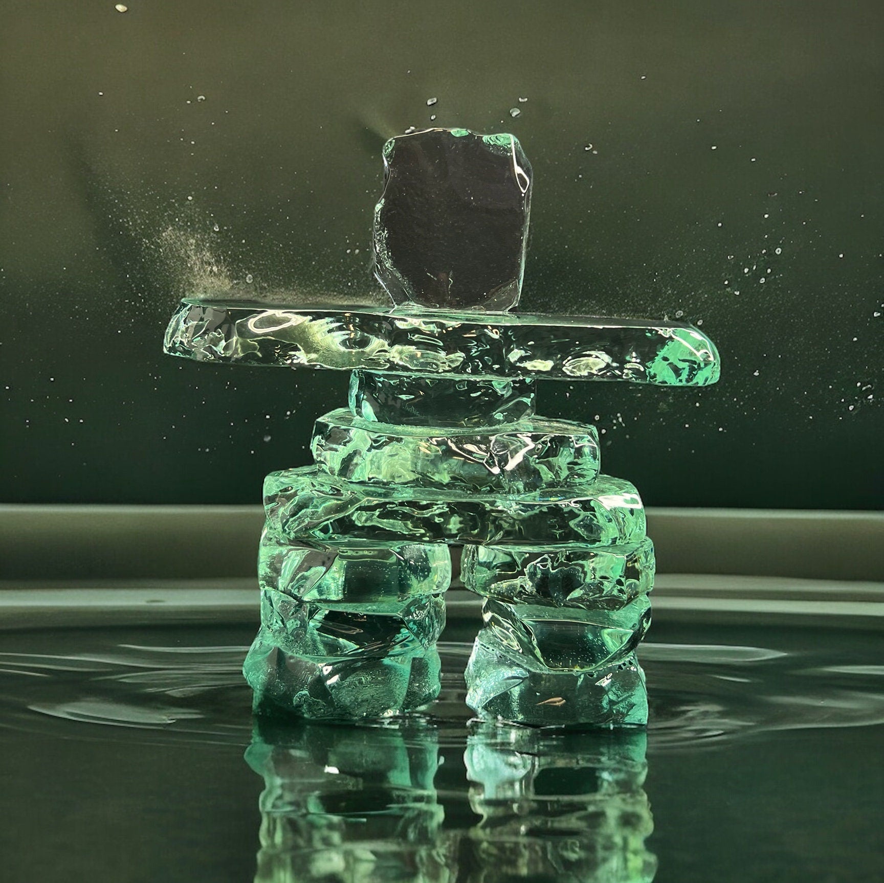 Kiln Formed Glass Inukshuk